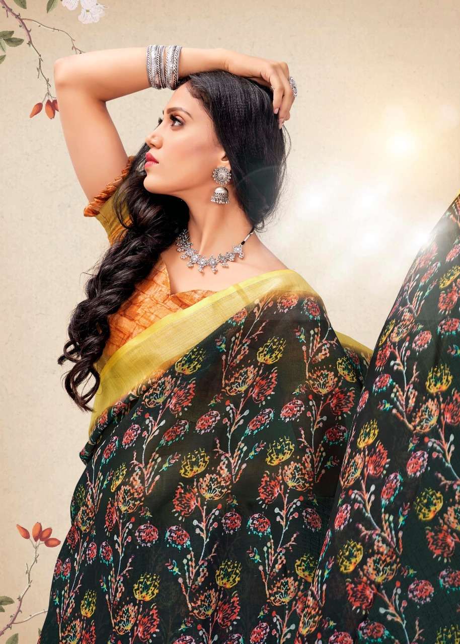 VINAMRA LINEN SILK VOL 1 BLACK & WHITE FANCY SAREES COLLECTION