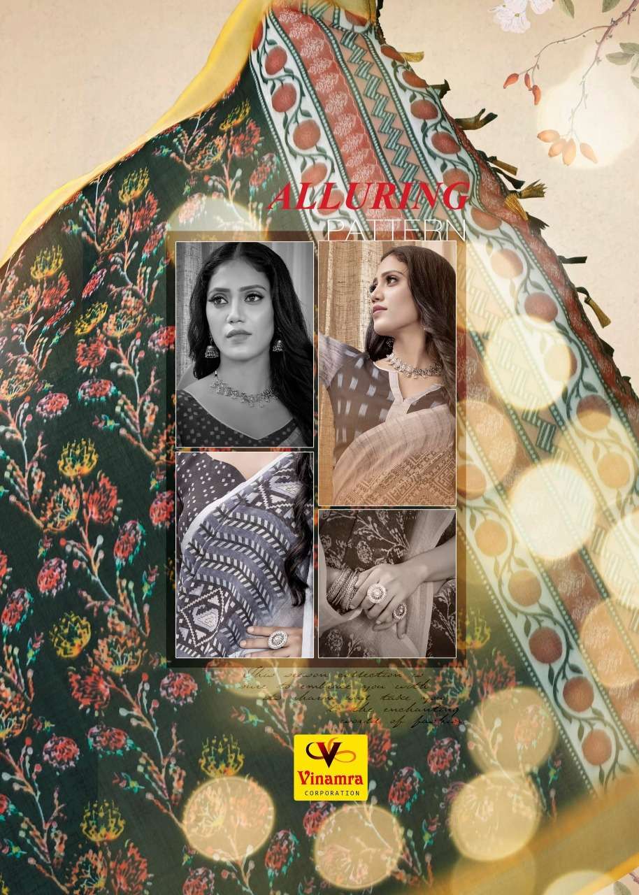 VINAMRA LINEN SILK VOL 1 BLACK & WHITE FANCY SAREES COLLECTION