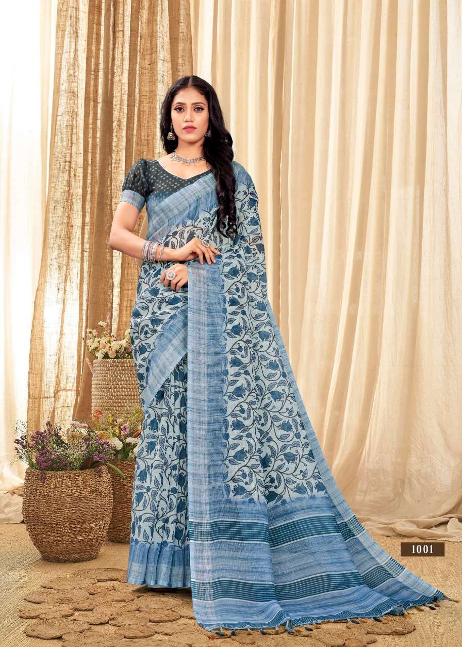 VINAMRA LINEN SILK VOL 1 BLACK & WHITE FANCY SAREES COLLECTION