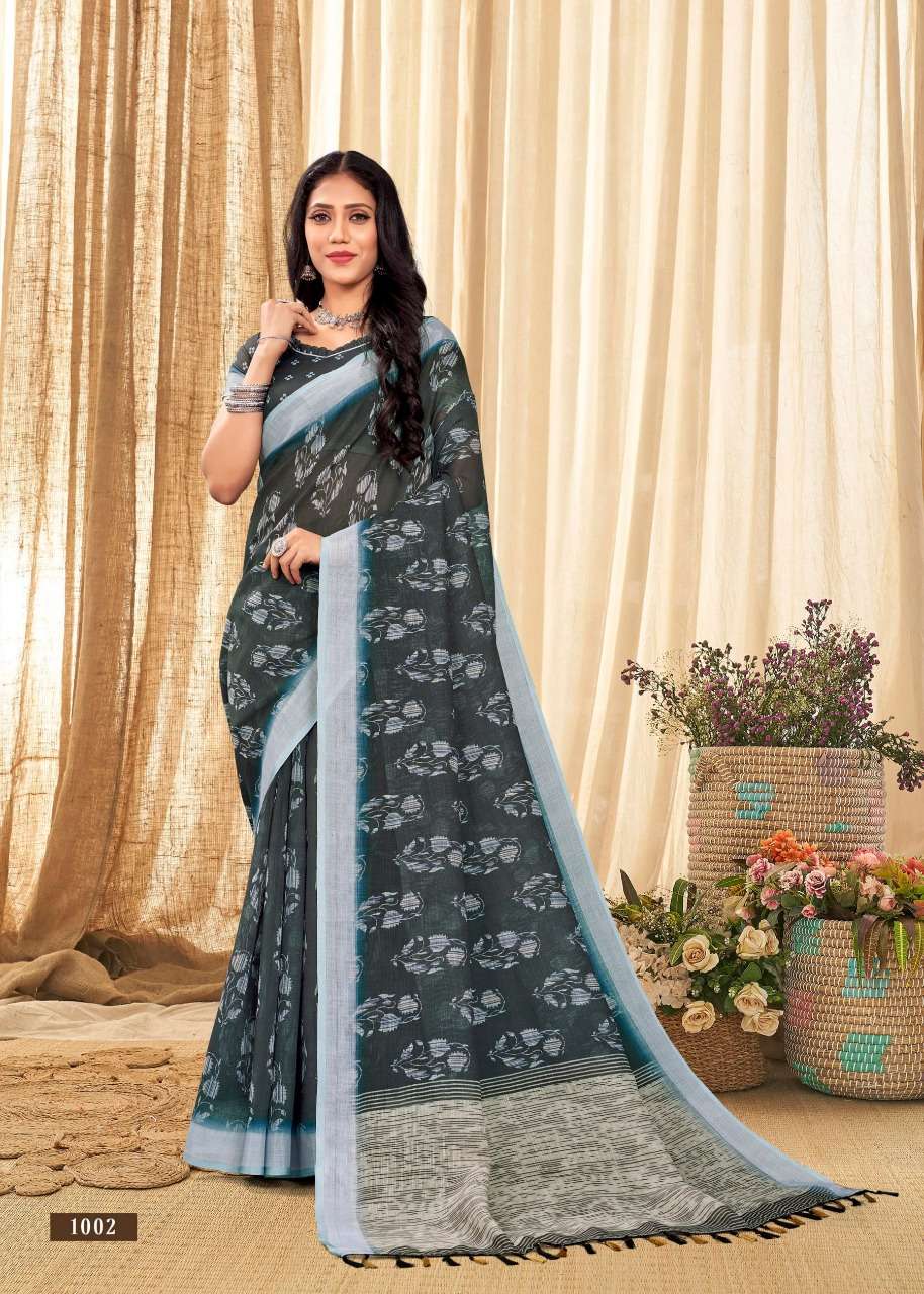 VINAMRA LINEN SILK VOL 1 BLACK & WHITE FANCY SAREES COLLECTION