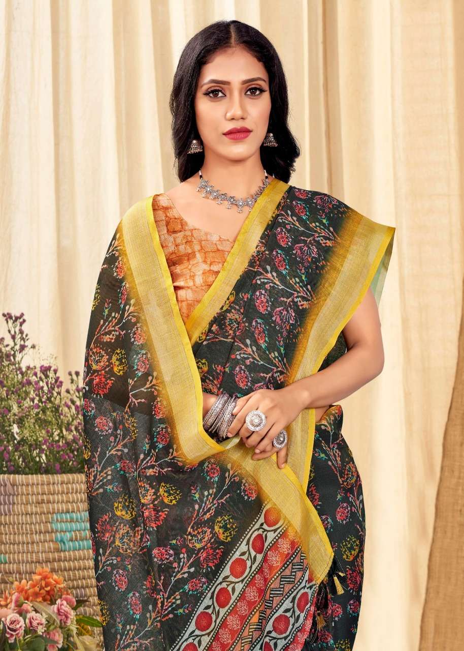 VINAMRA LINEN SILK VOL 1 BLACK & WHITE FANCY SAREES COLLECTION