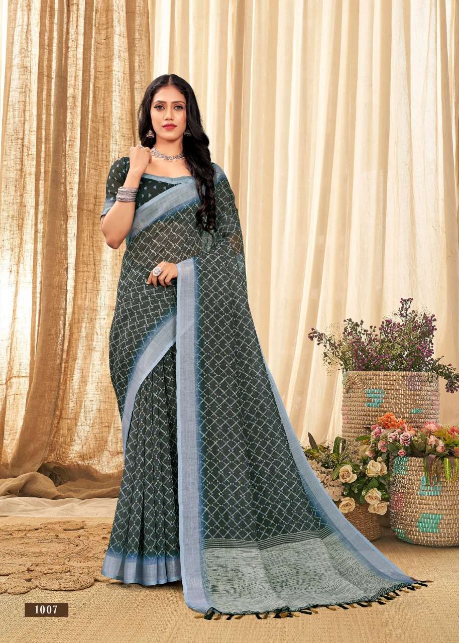 VINAMRA LINEN SILK VOL 1 BLACK & WHITE FANCY SAREES COLLECTION