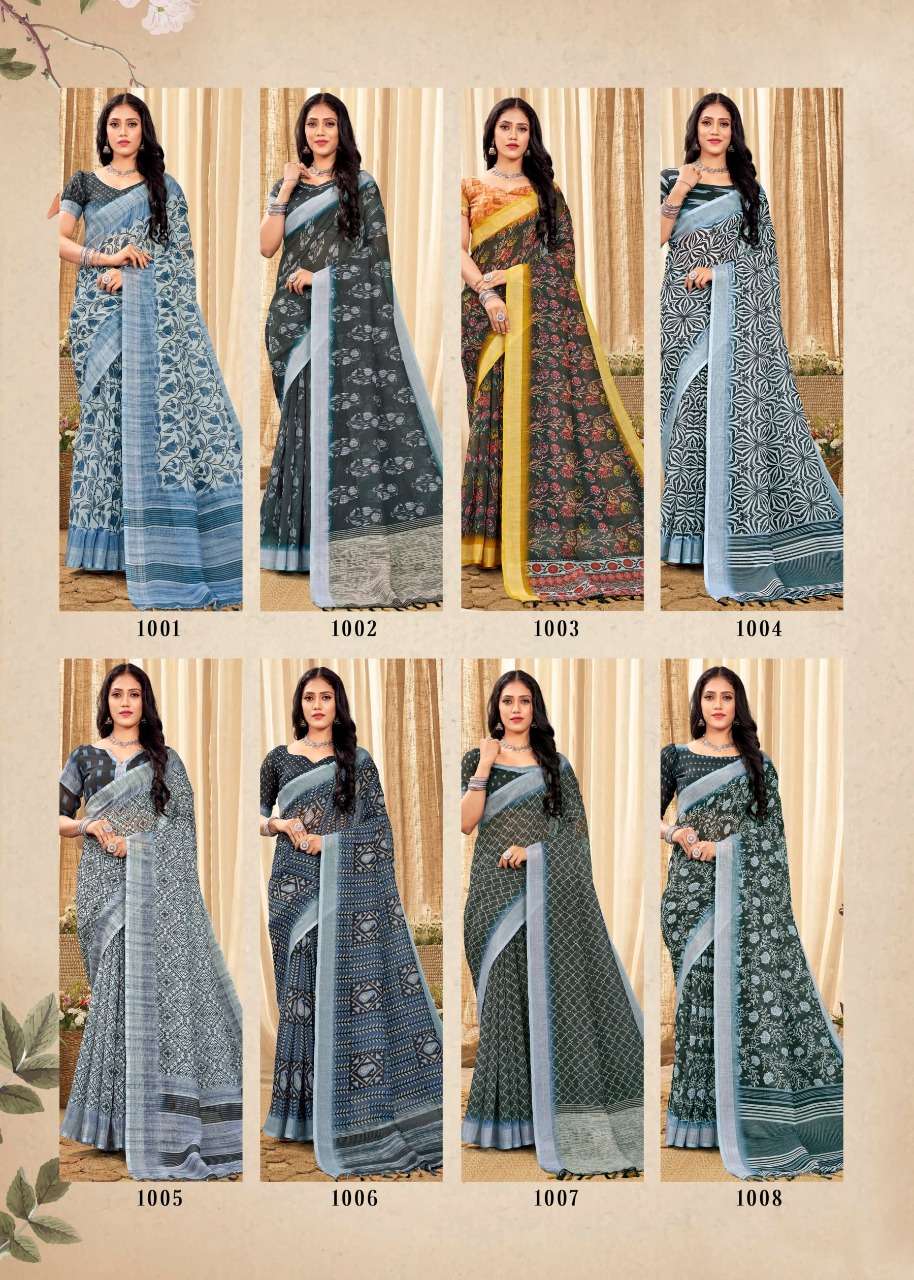 VINAMRA LINEN SILK VOL 1 BLACK & WHITE FANCY SAREES COLLECTION