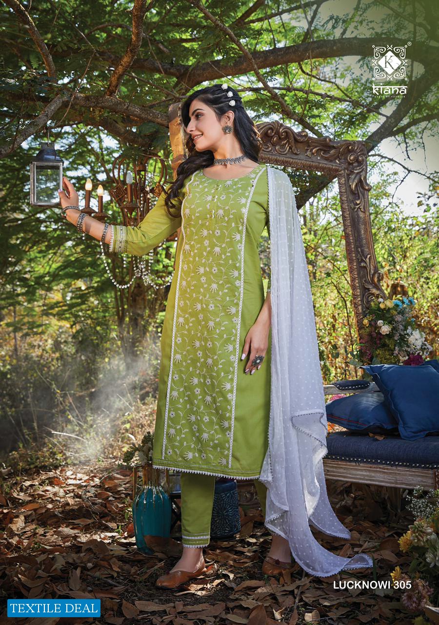 KIANA LUCKNOWI VOL 3 PURE COTTON TOP WITH BOTTOM AND DUPATTA SET