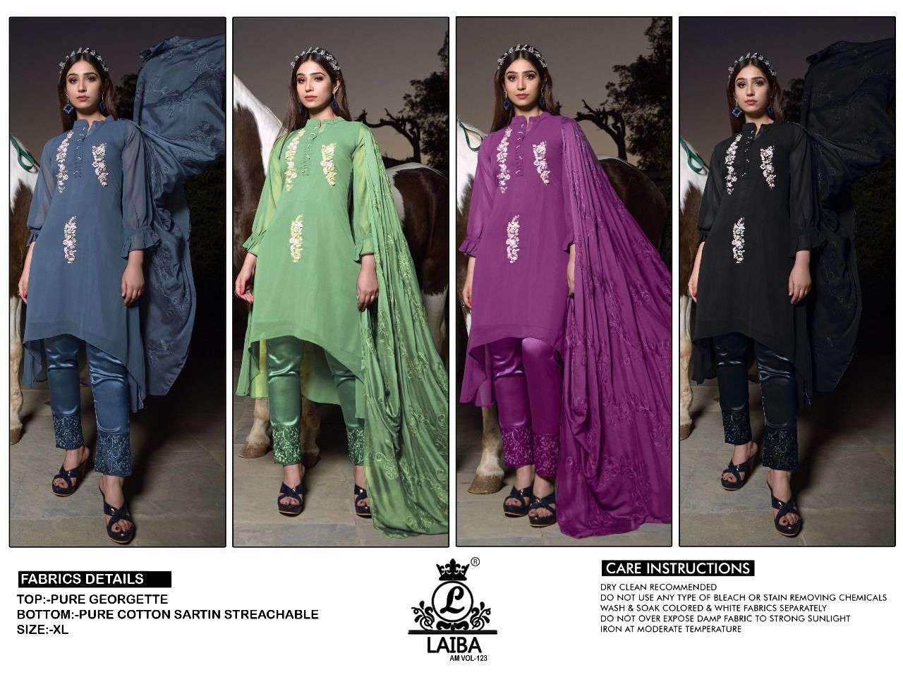 LAIBA AM VOL 123 GEORGETTE RICH LOOKING FANCY PAKISTANI READYMADE SALWAR KAMEEZ