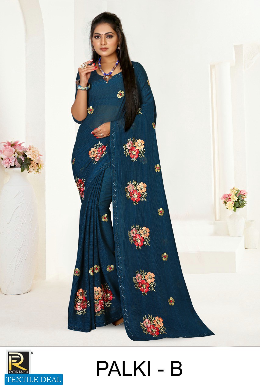 Ronisha Palki Wholesale Siroski Designer Border Sarees