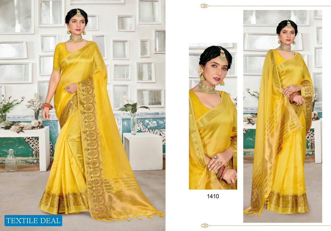 Sangam Jhankar Wholesale Organza Fabrics Indian Sarees