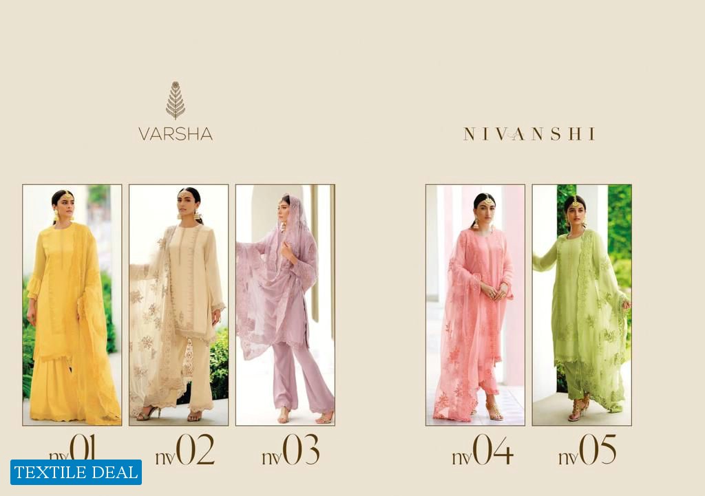 Varsha Nivanshi Wholesale Viscose Organza Embroidered Salwar Suits