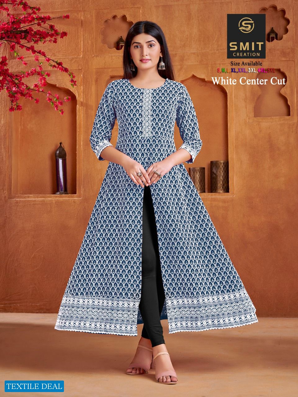 POONAM DESIGNER WHITE CENTER CUT GOWN COLLECTION BY SMIT CREATION