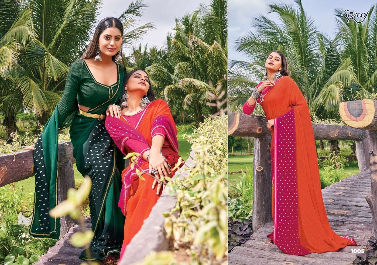 Saroj Kanishka Wholesale Gerogette Ethnic Saree Catalogs