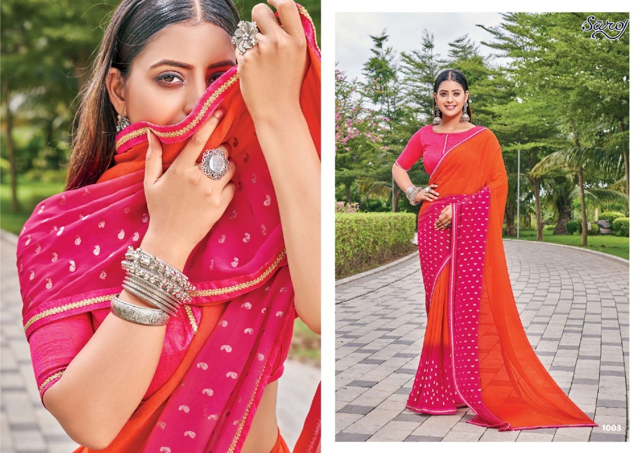 Saroj Kanishka Wholesale Gerogette Ethnic Saree Catalogs