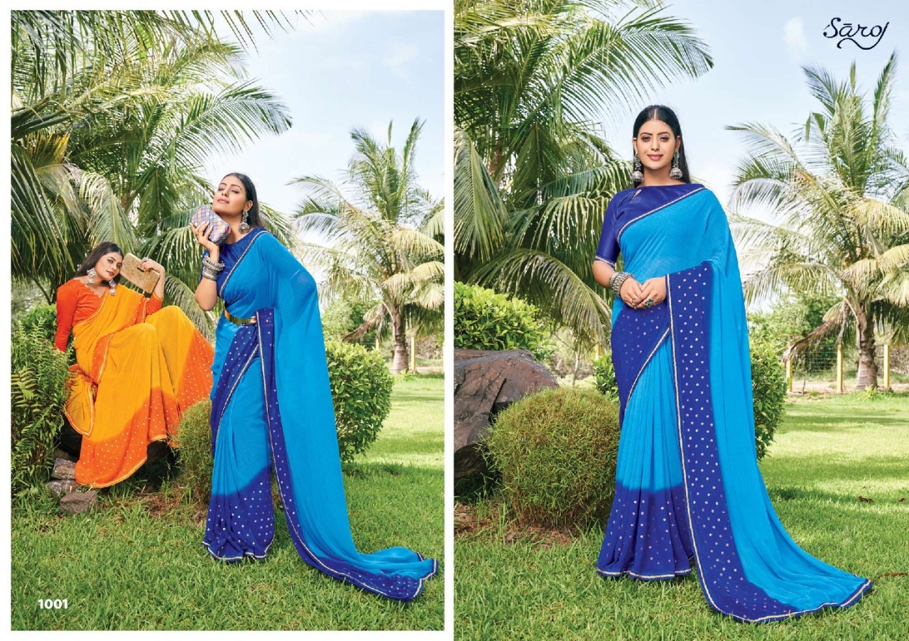 Saroj Kanishka Wholesale Gerogette Ethnic Saree Catalogs