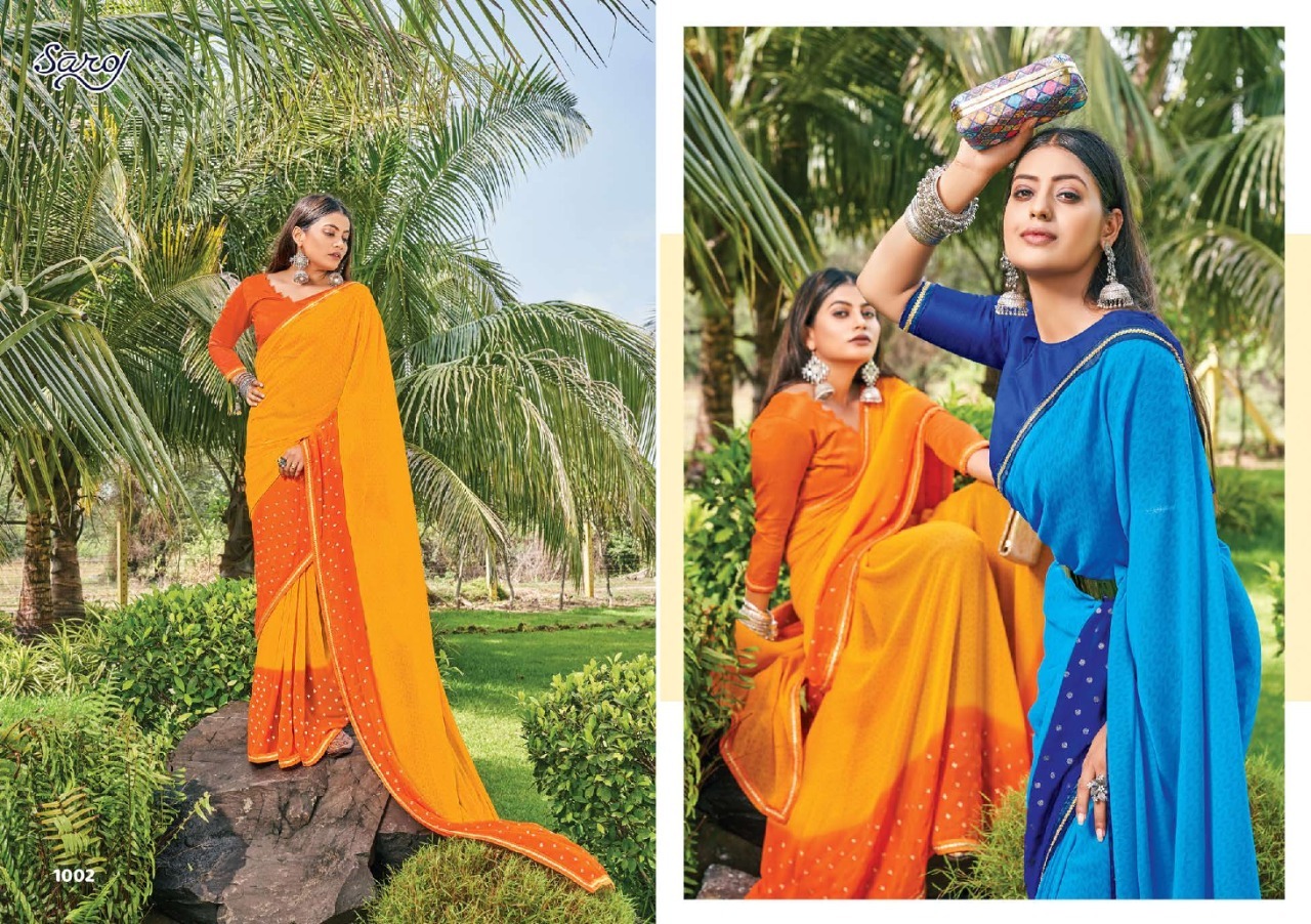 Saroj Kanishka Wholesale Gerogette Ethnic Saree Catalogs