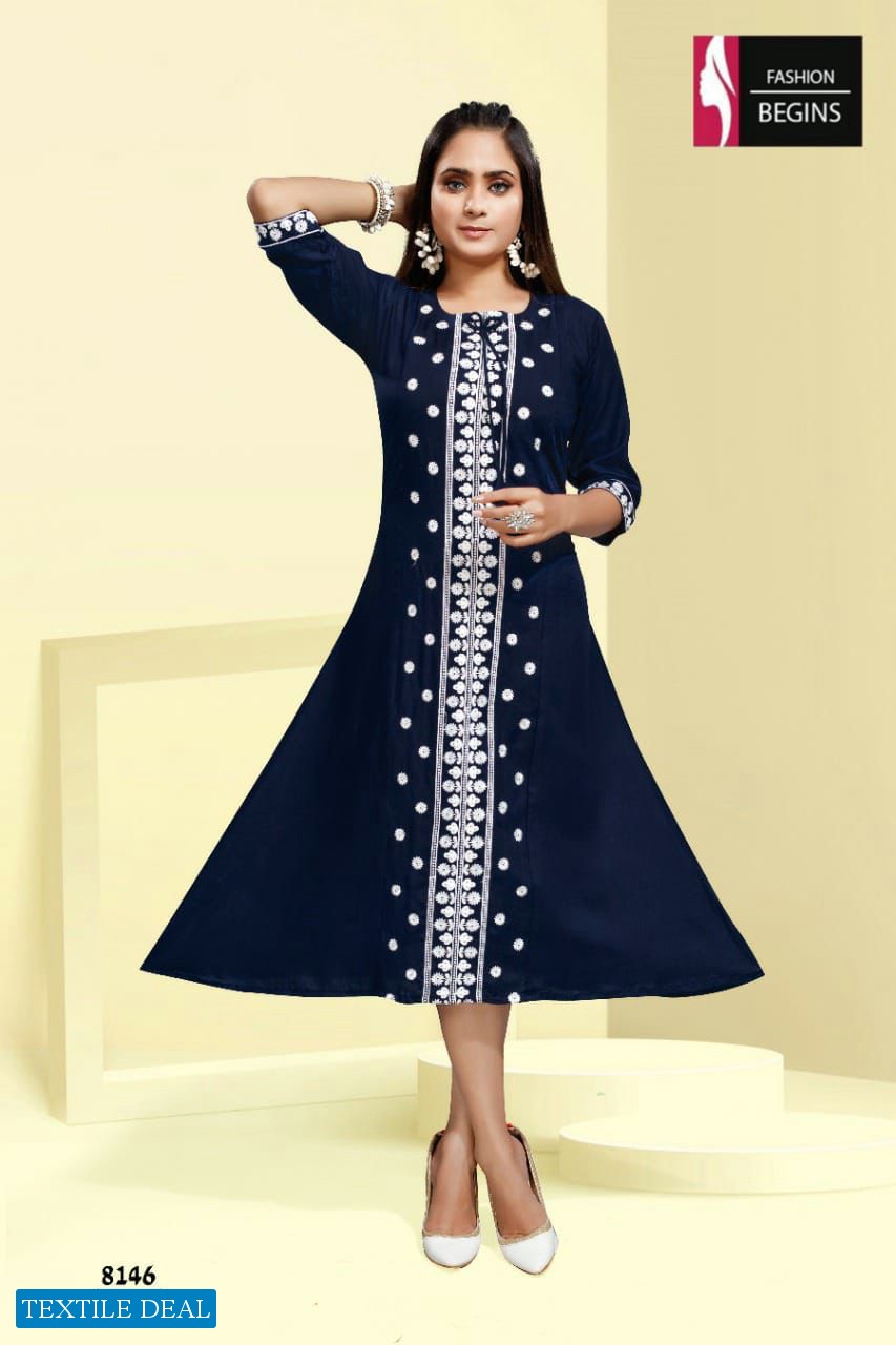 Fashion Begins Lata Wholesale Reyon Fabrics Frock Style Kurtis