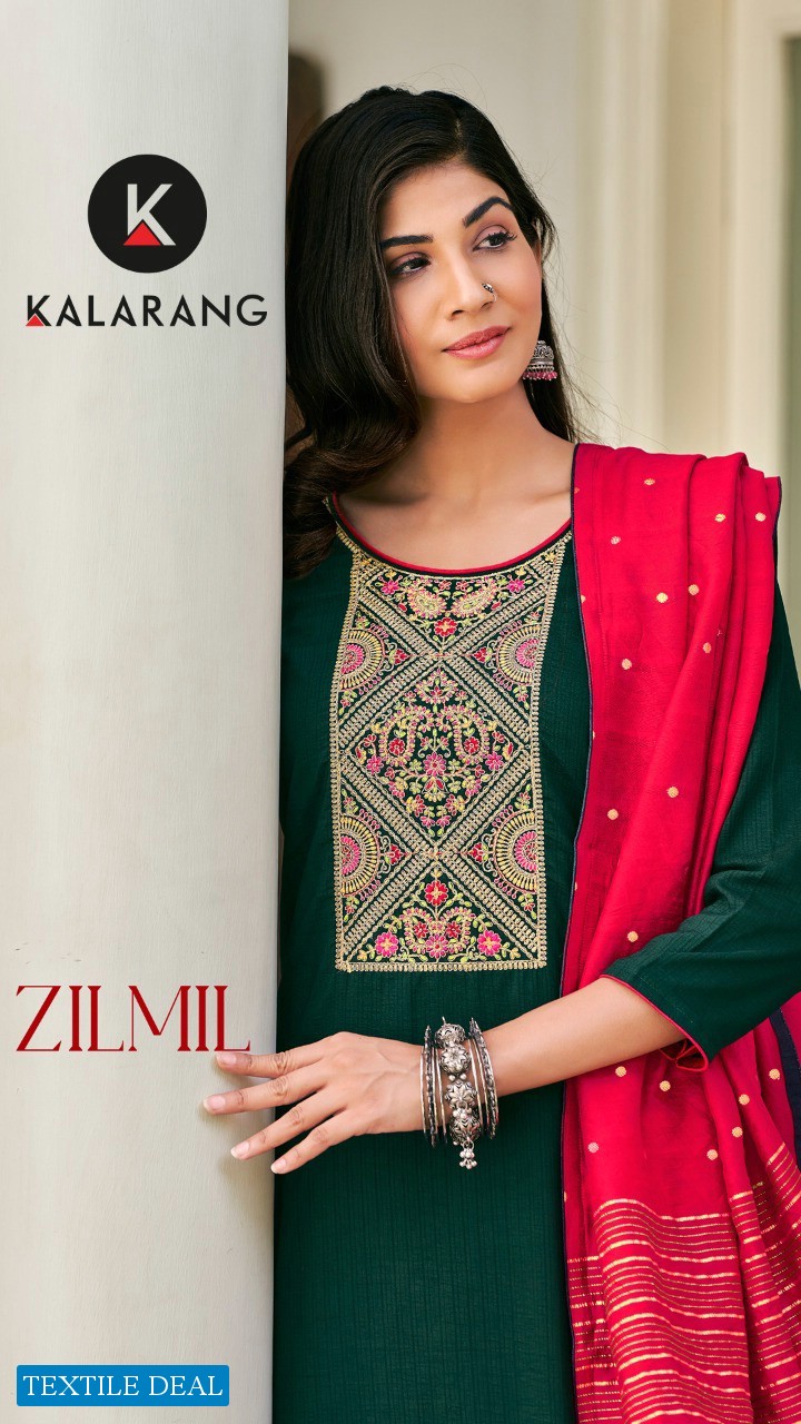 Kalarang Zilmil Wholesale Parampara Silk With Work Dress Material
