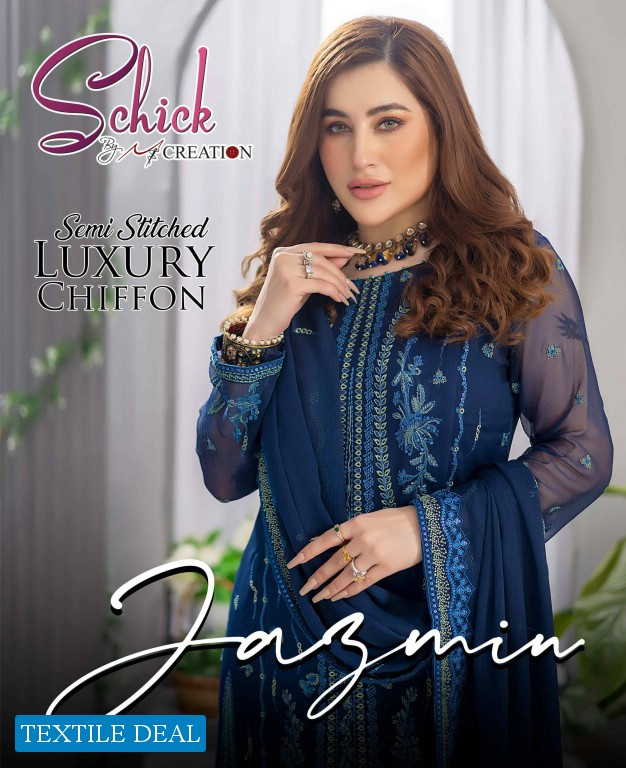 Schick Jazmin Semi Stitched Luxury Chiffon Original Pakistani Suits