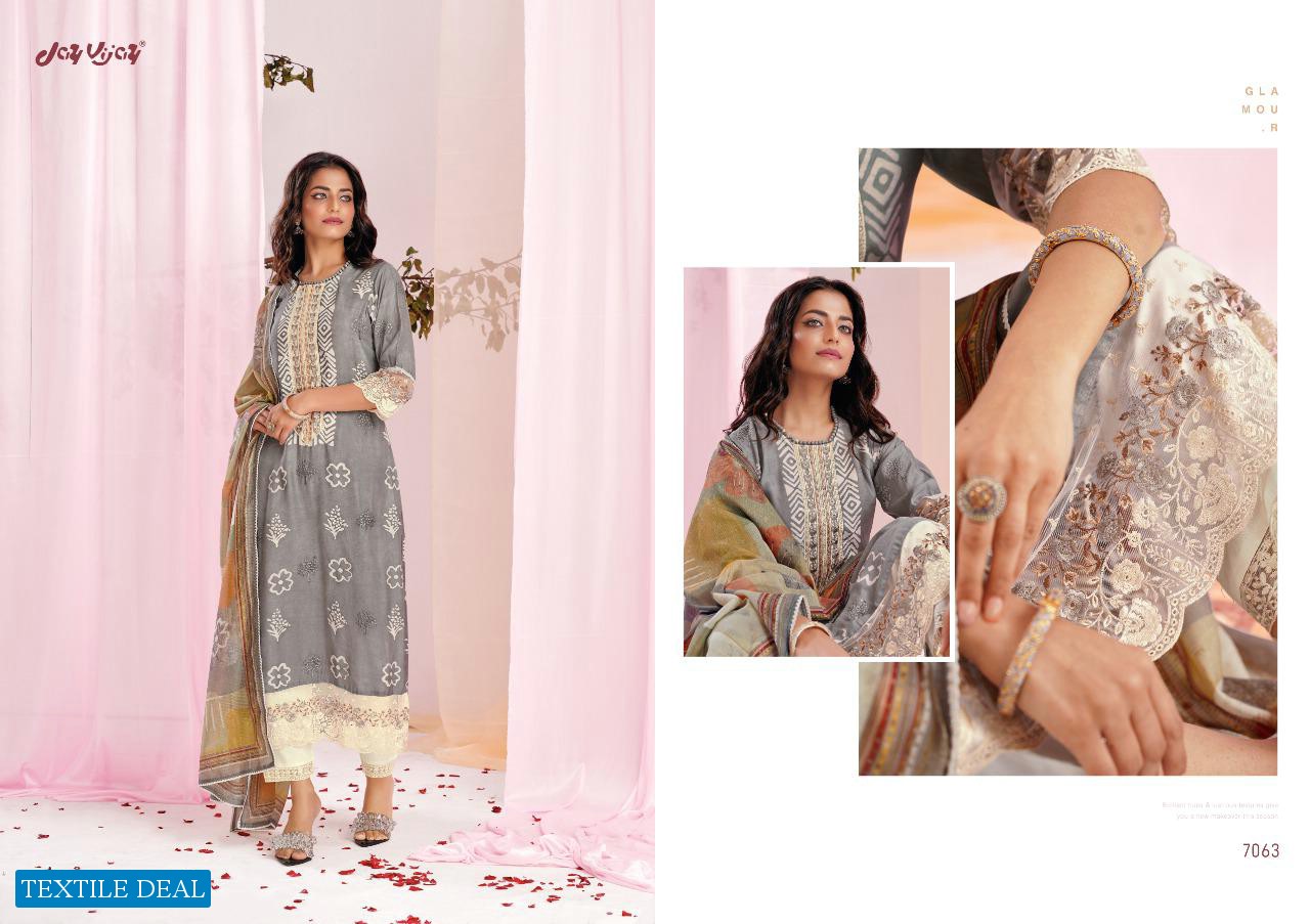 Jay Vijay New And Now Vol-5 Wholesale Pure Moga Silk Daman Work Salwar Suits