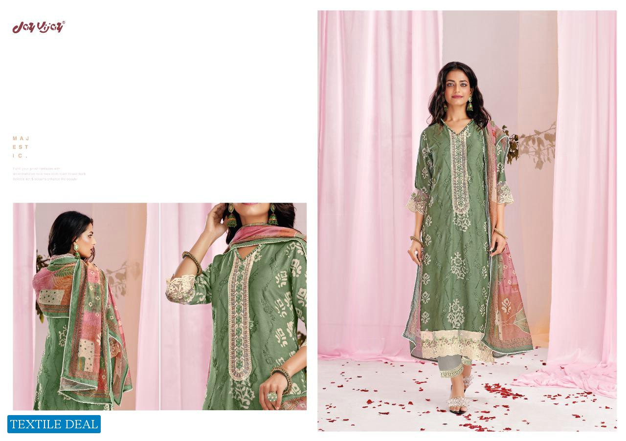 Jay Vijay New And Now Vol-5 Wholesale Pure Moga Silk Daman Work Salwar Suits