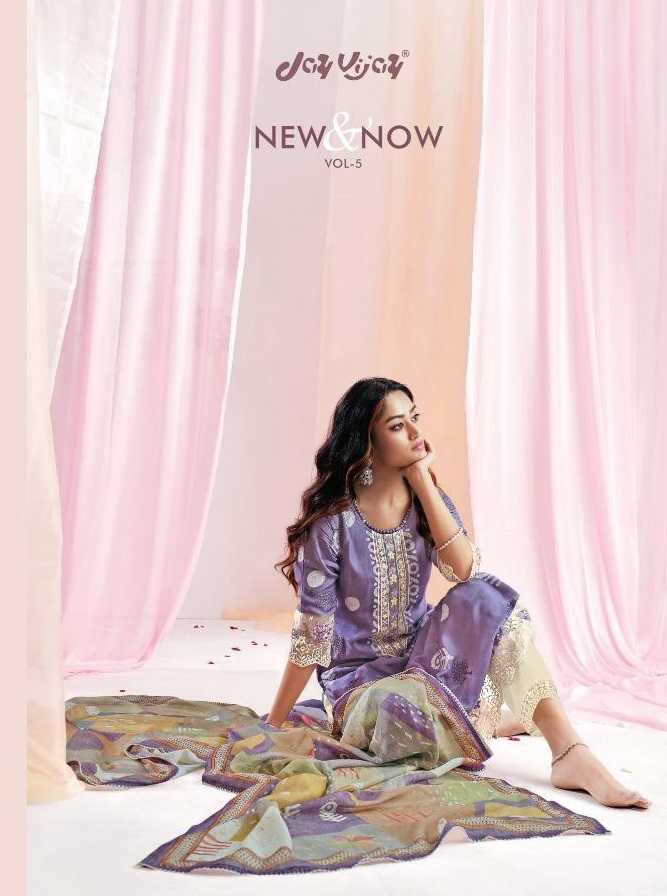 Jay Vijay New And Now Vol-5 Wholesale Pure Moga Silk Daman Work Salwar Suits