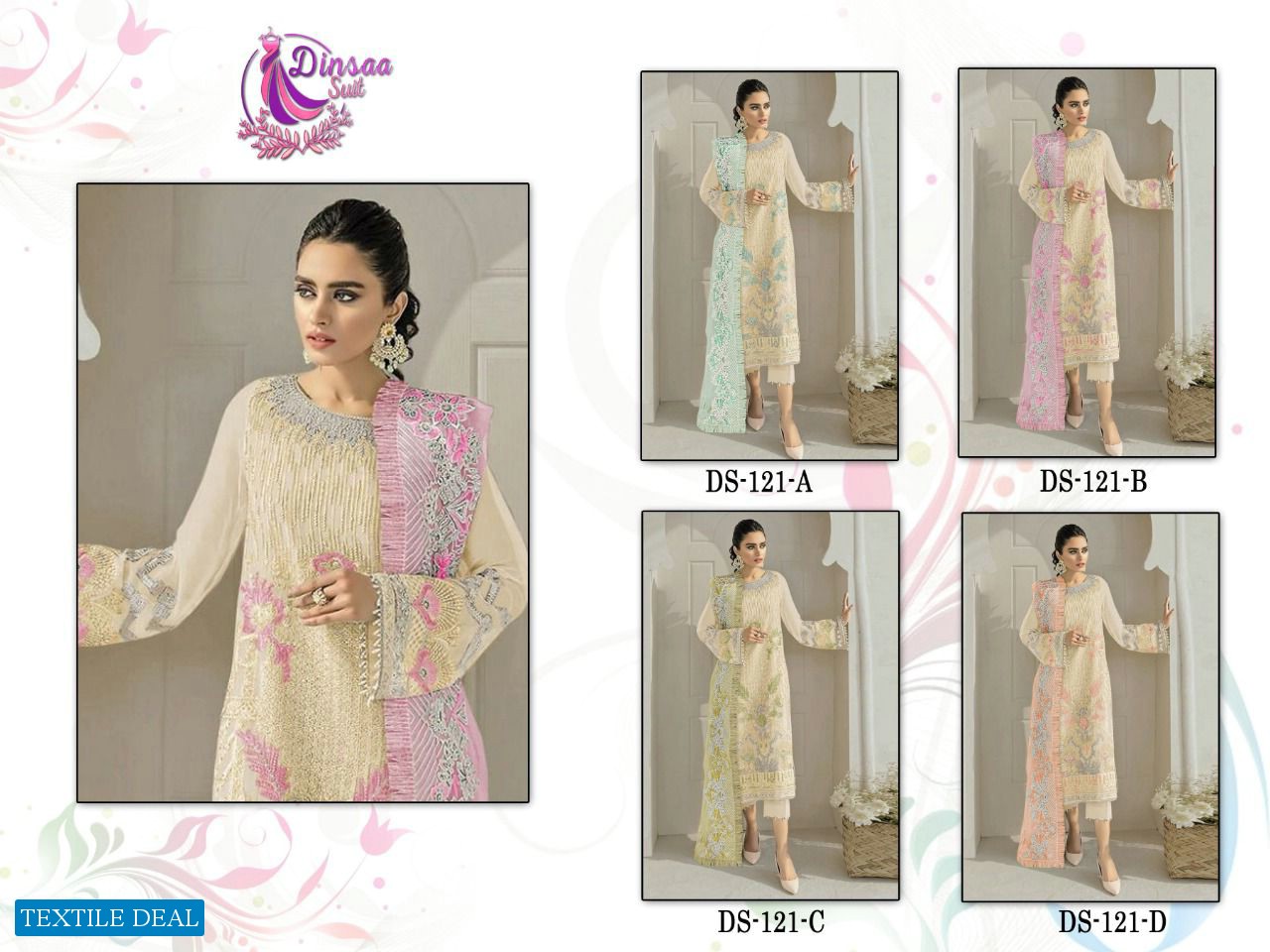 Dinsaa D.no 121 Wholesale Pakistani Concept Dress Material