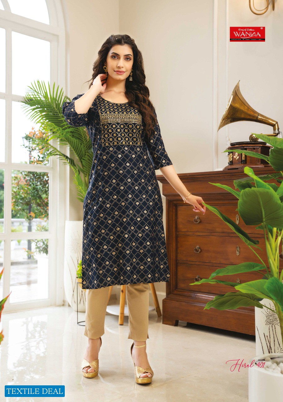 Wanna Hiral Vol-4 Wholesale Reyon Long Kurti Catalogs