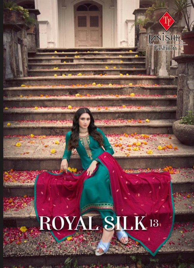 Tanishk Fashion Royal Silk Vol-13 wholesale French Crape Work Salwar Kameez