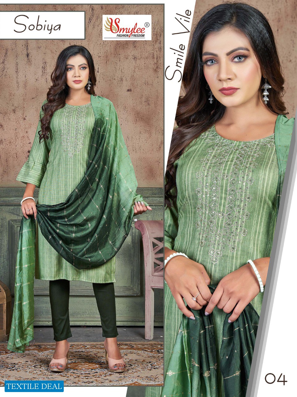 Smylee Sobiya Wholesale Full Stitched 3 Piece Salwar Kameez