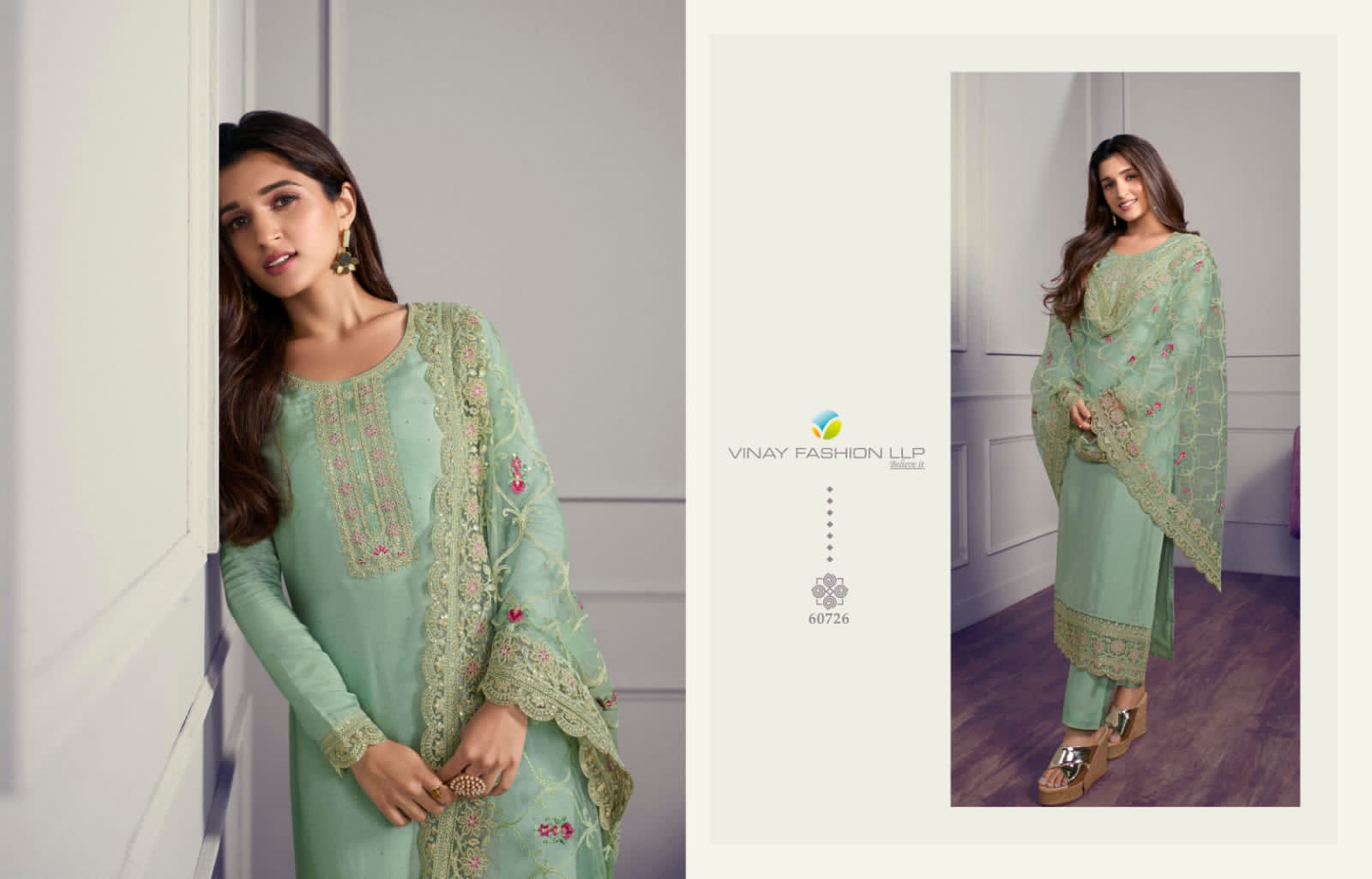 Vinay Kaseesh Shabaa Wholesale Embroidered Dola Salwar Kameez