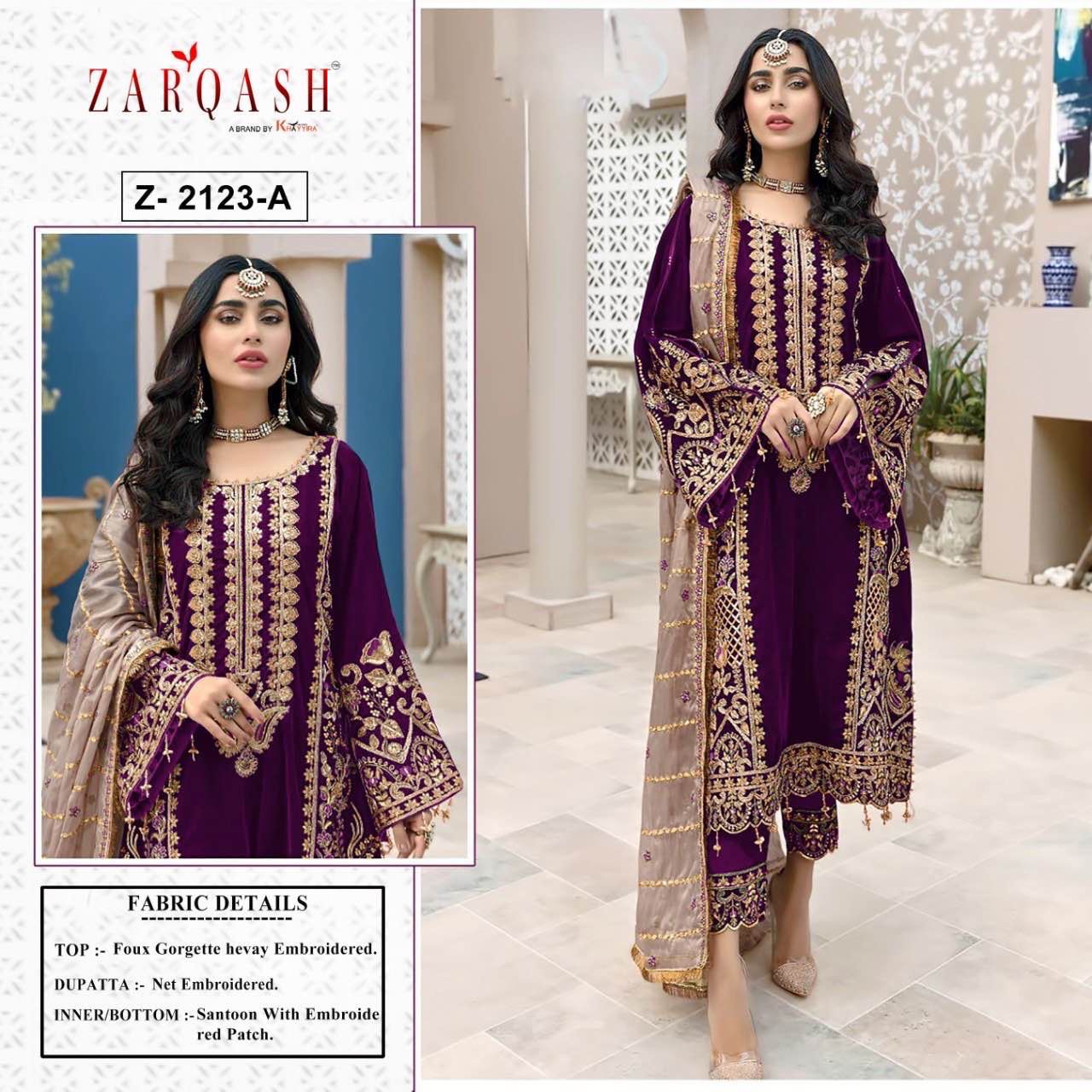 Zarqash Mirha Z-2123 Colour Wholesale Pakistani Concept Suits
