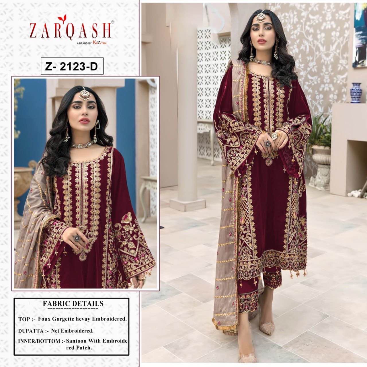 Zarqash Mirha Z-2123 Colour Wholesale Pakistani Concept Suits