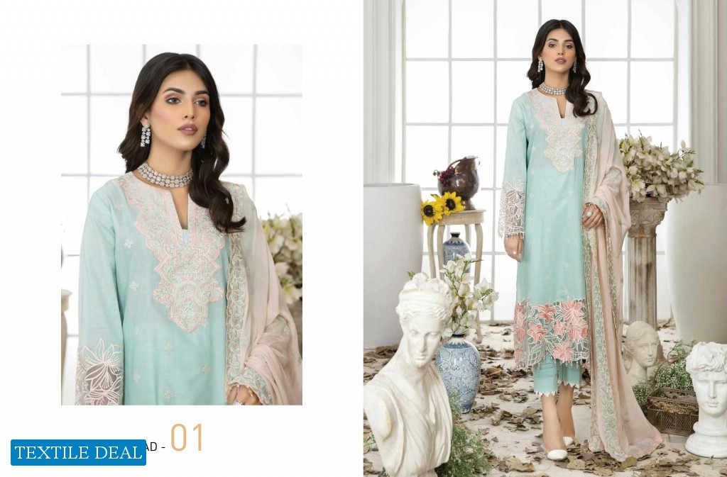 Adans Libas Marwa Embroidered Unstitched Lawn Pakistani Salwar Suits