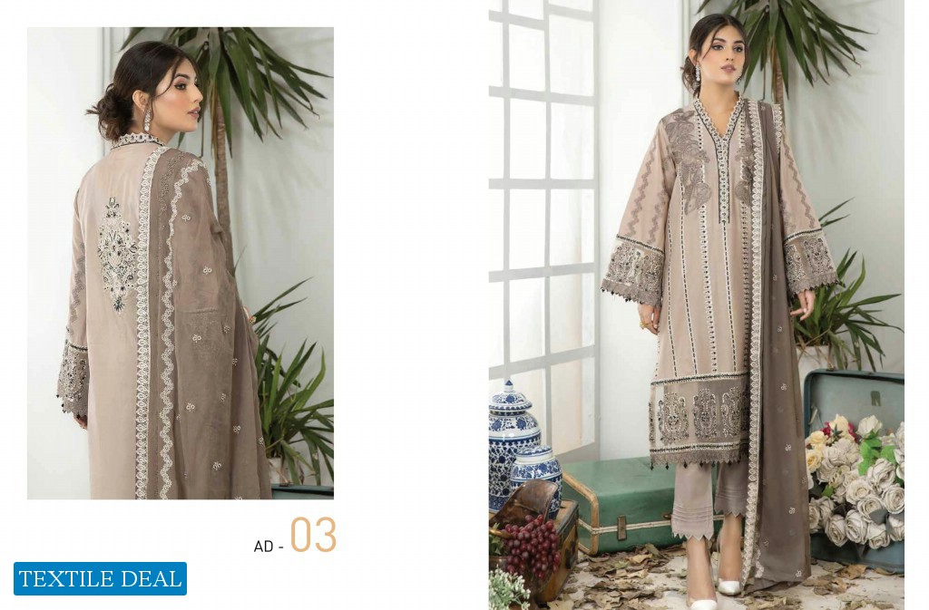 Adans Libas Marwa Embroidered Unstitched Lawn Pakistani Salwar Suits