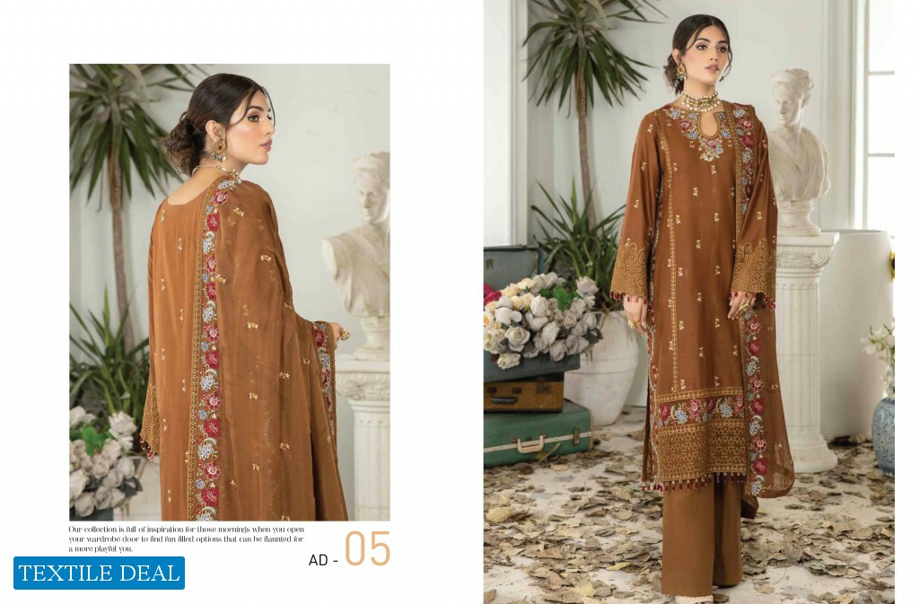 Adans Libas Marwa Embroidered Unstitched Lawn Pakistani Salwar Suits