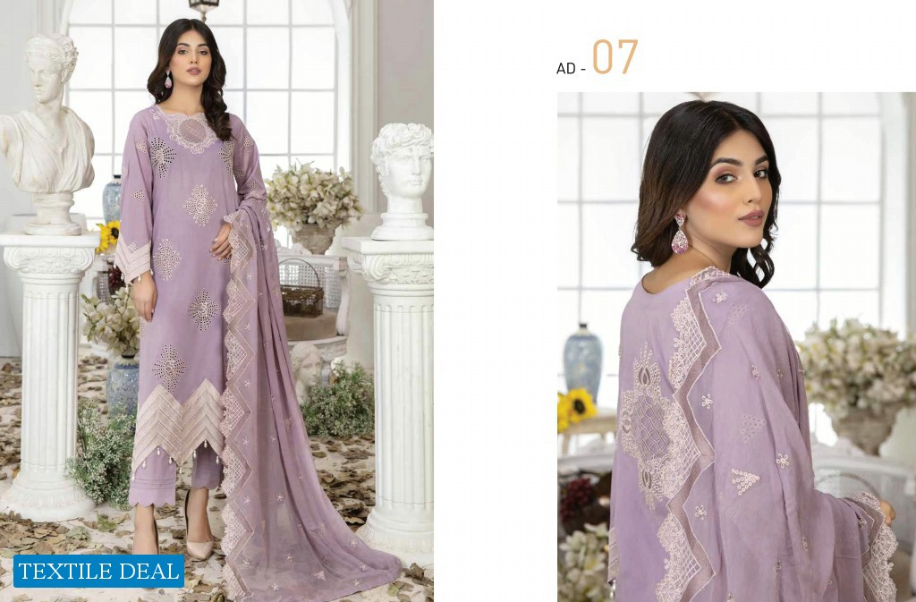 Adans Libas Marwa Embroidered Unstitched Lawn Pakistani Salwar Suits