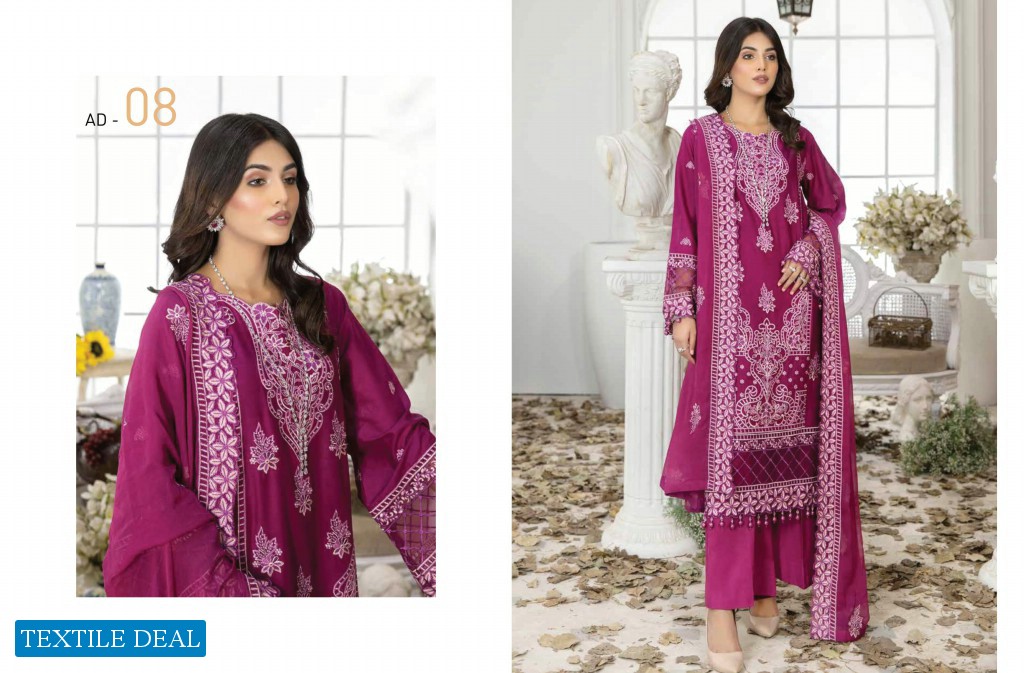 Adans Libas Marwa Embroidered Unstitched Lawn Pakistani Salwar Suits