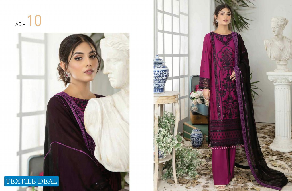 Adans Libas Marwa Embroidered Unstitched Lawn Pakistani Salwar Suits