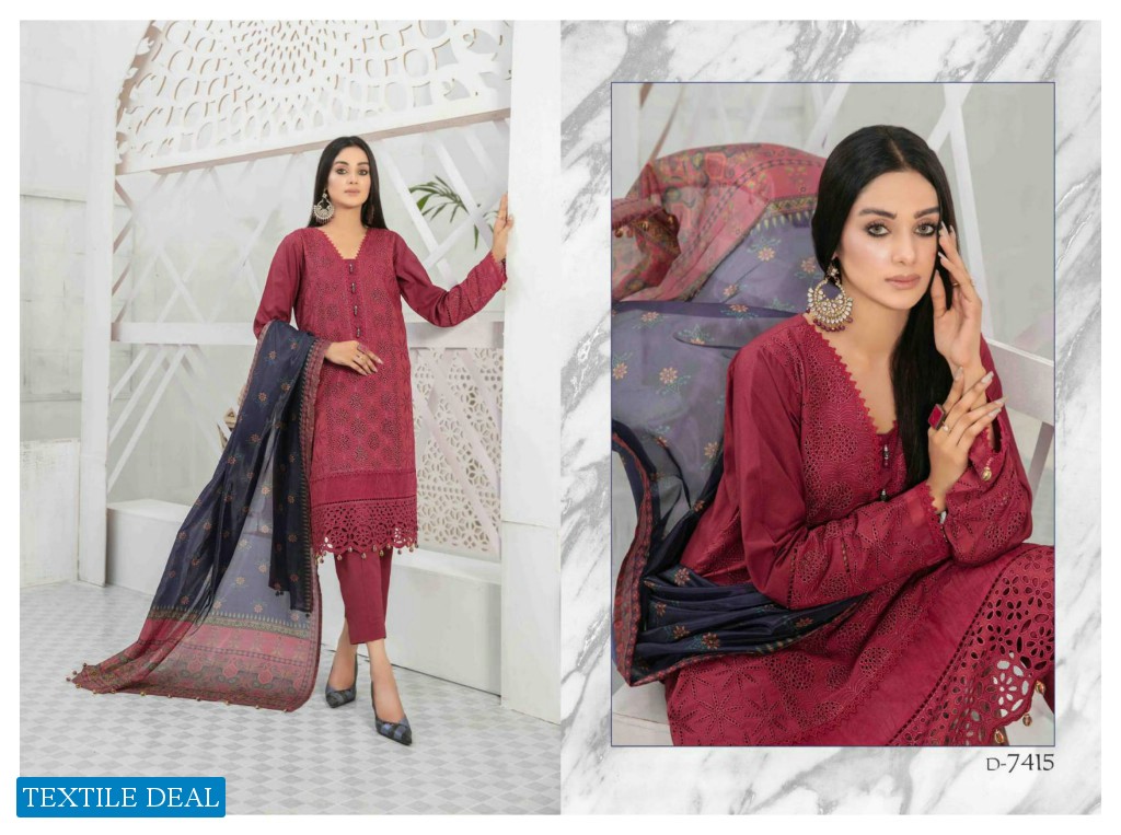 Tawakkal Saiqa Lawn Schiffli Embroidered Fancy Dupatta Pakistani Suits