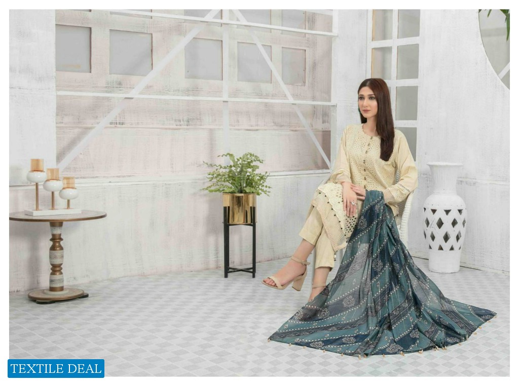 Tawakkal Saiqa Lawn Schiffli Embroidered Fancy Dupatta Pakistani Suits