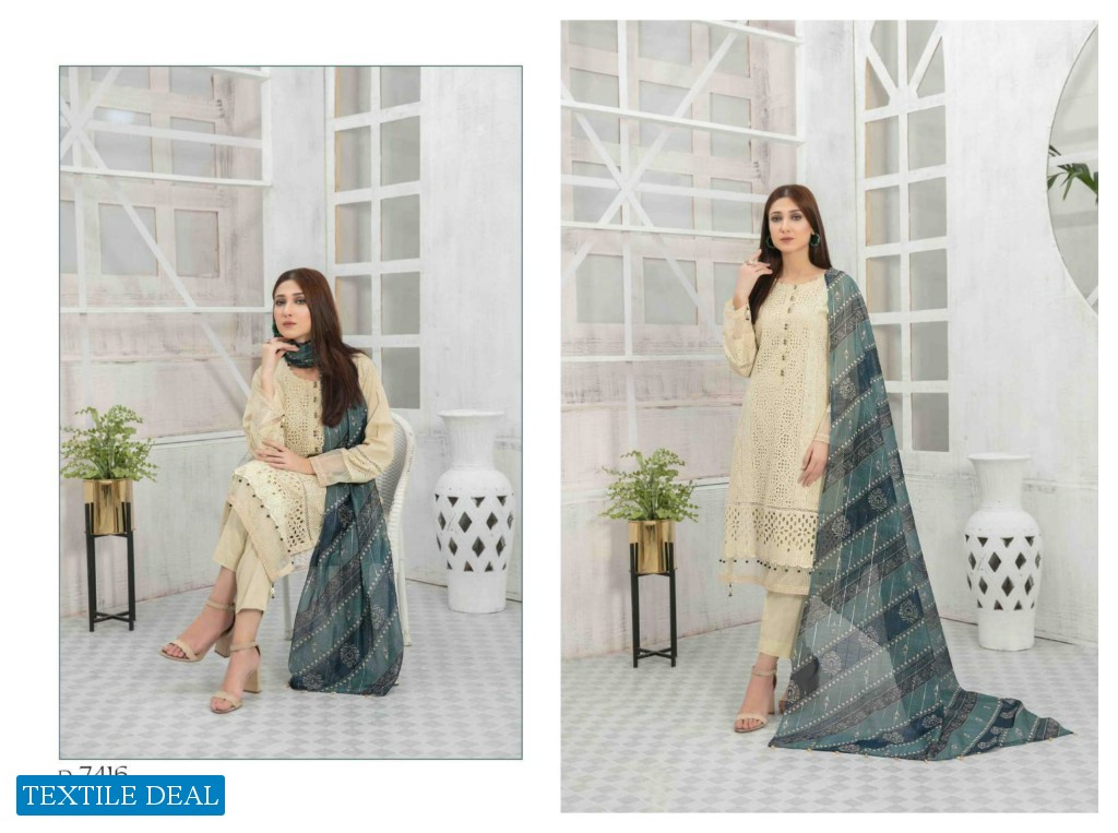 Tawakkal Saiqa Lawn Schiffli Embroidered Fancy Dupatta Pakistani Suits