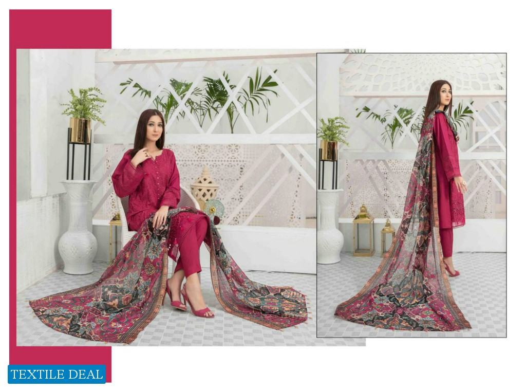 Tawakkal Saiqa Lawn Schiffli Embroidered Fancy Dupatta Pakistani Suits