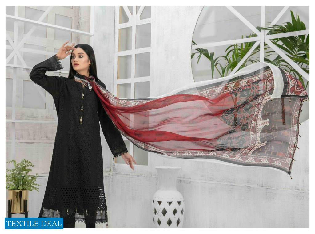 Tawakkal Saiqa Lawn Schiffli Embroidered Fancy Dupatta Pakistani Suits