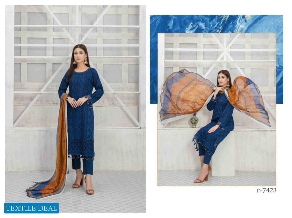 Tawakkal Saiqa Lawn Schiffli Embroidered Fancy Dupatta Pakistani Suits