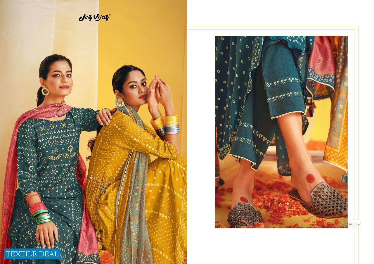 Jay Vijay Naveli Wholesale Pure Moga Silk With Hand Work Salwar Suits