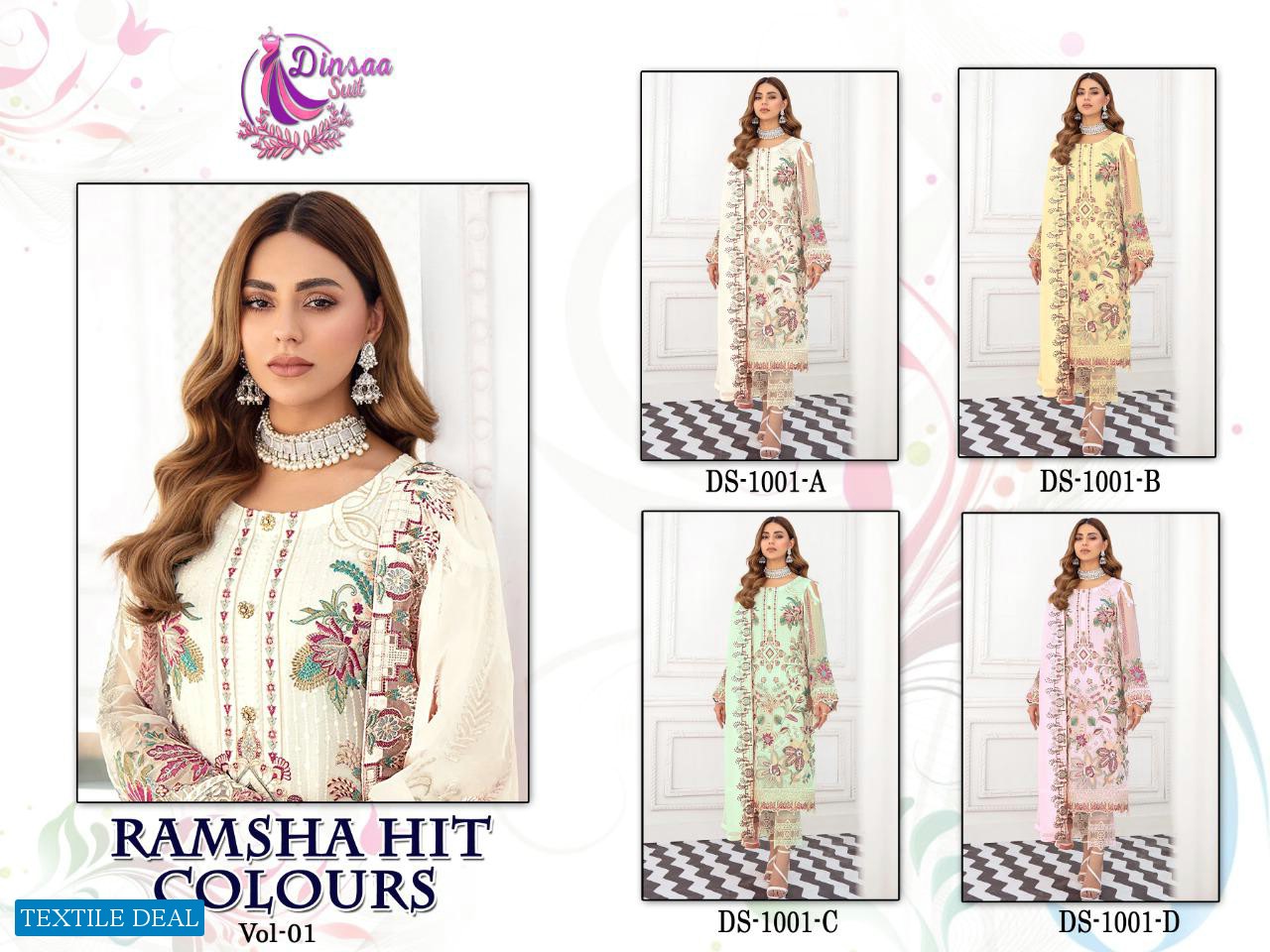 Dinsaa Ramsha Hit Colours Vol-1 Wholesale Pakistani Concept Dress