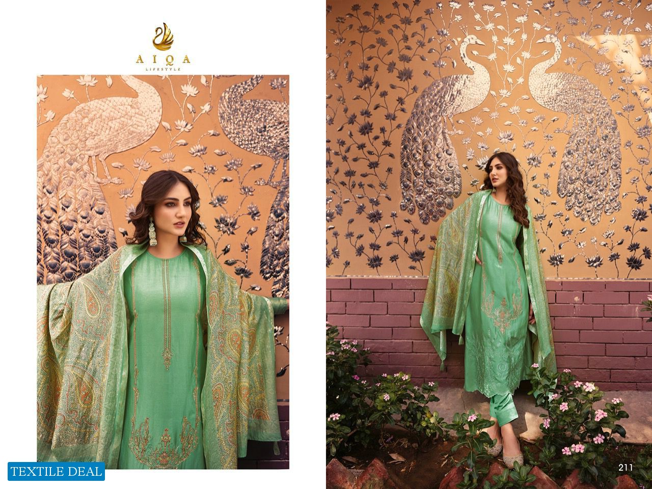 AIQA Safinaz Wholesale Pure Bembrg Russian Art Silk With Work Salwar Suits