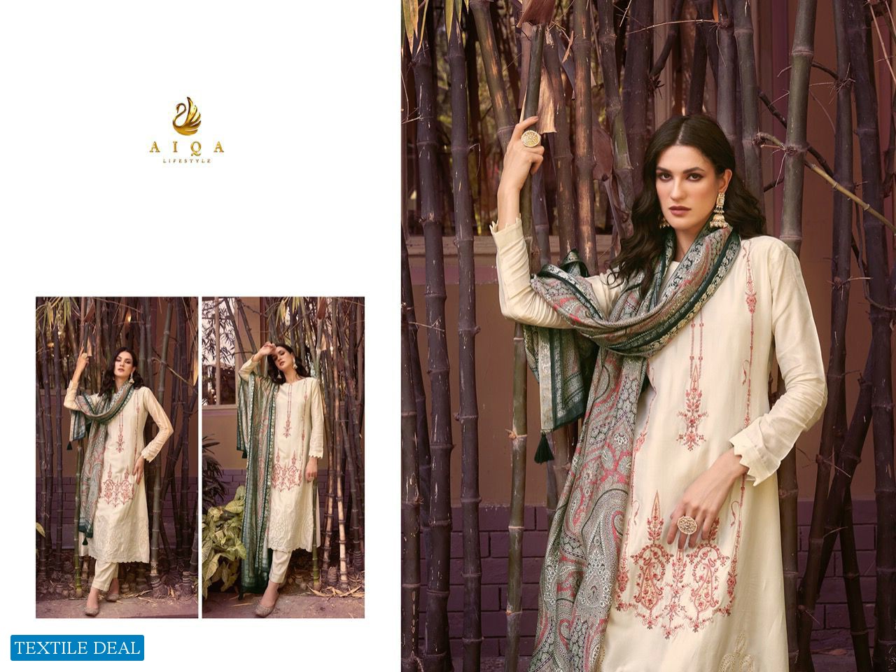 AIQA Safinaz Wholesale Pure Bembrg Russian Art Silk With Work Salwar Suits