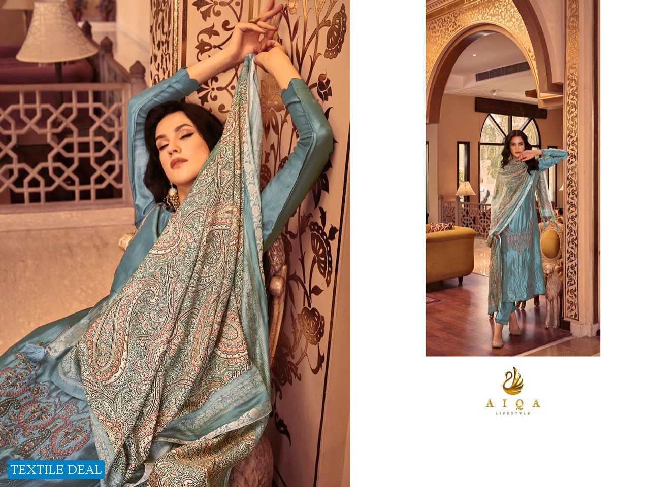 AIQA Safinaz Wholesale Pure Bembrg Russian Art Silk With Work Salwar Suits