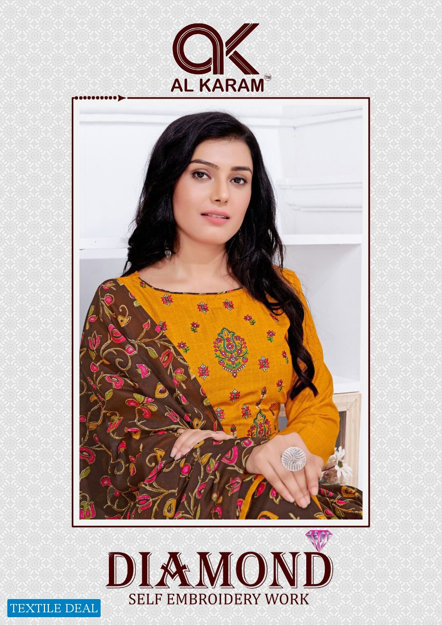 Al Karam Diamond Wholesale Self Work Dress Material