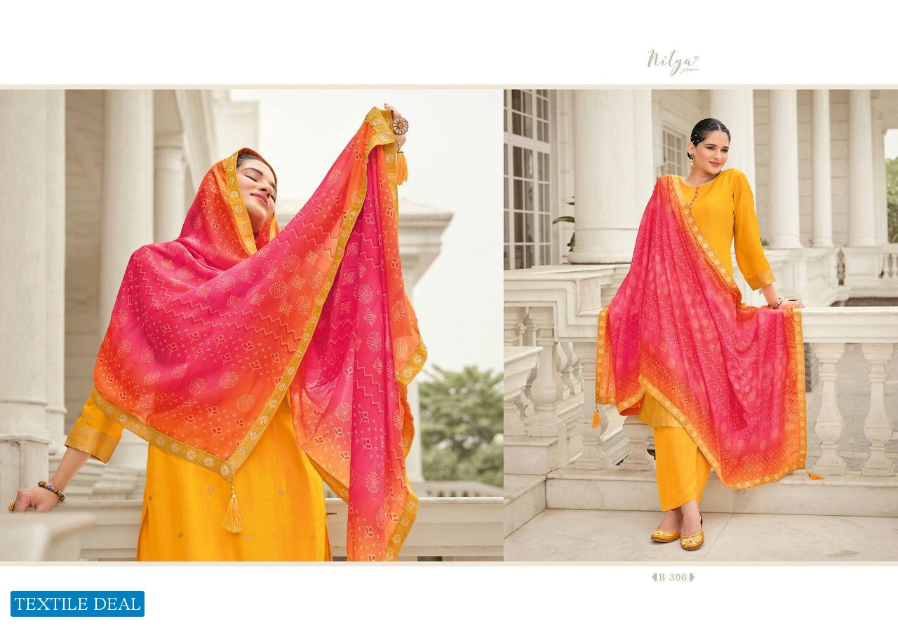 LT Nitya Bandhani Vol-3 wholesale Dola Jacquard With Work Salwar Suits