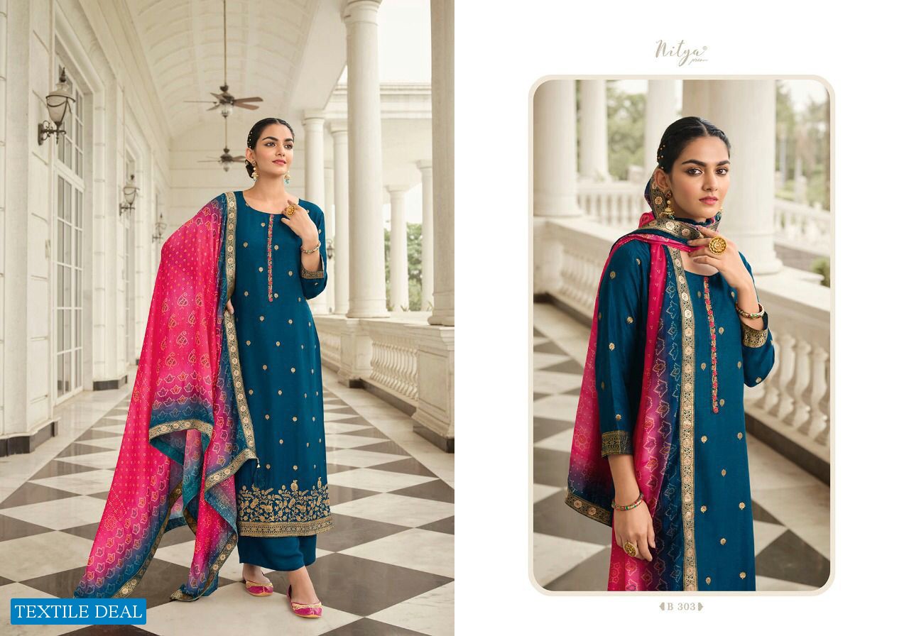 LT Nitya Bandhani Vol-3 wholesale Dola Jacquard With Work Salwar Suits